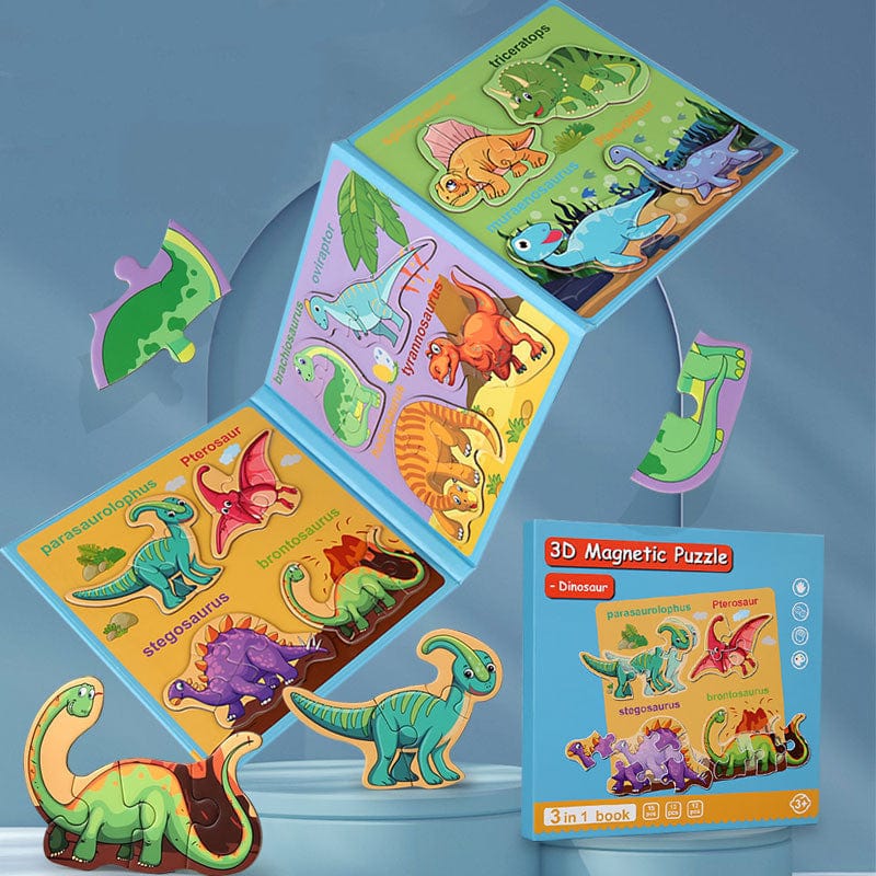 40 Pcs Cartoon Dinosaur 3D Magnetic Puzzles Book Preschool Educational Toy