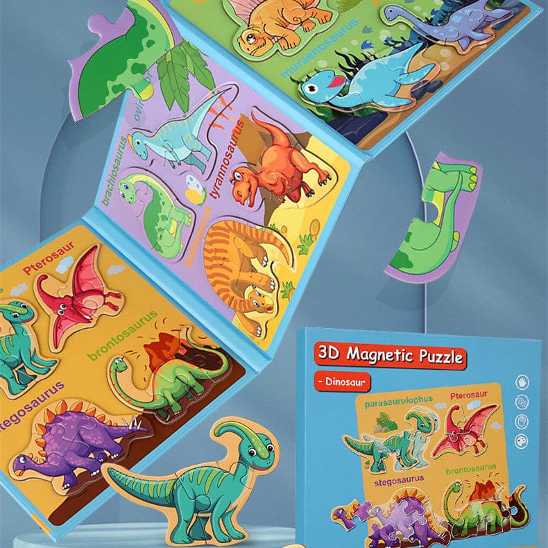 40 Pcs Cartoon Dinosaur 3D Magnetic Puzzles Book Preschool Educational Toy