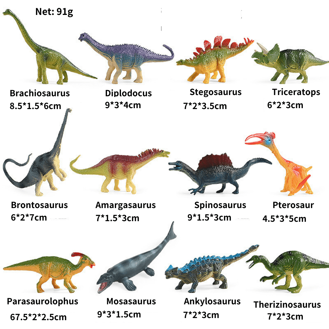 12 Pcs Realistic Dinosaur Figure Set Decor Model Toy